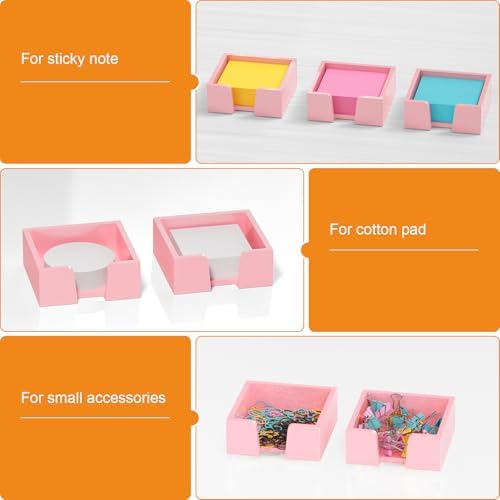 Beego Sticky Note Holder Organizer - 3x3 in Lightpink Acrylic Notepad Holder Acrylic Sticky Note Dispenser Cute Memo Holder (NO PADS) for Dorm Room Office Desk Organization - Image 7