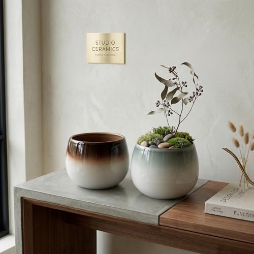 Ceramic Plant Pots, 5.5 Inch Indoor Planters, Ombre Glaze for Houseplants - Image 7