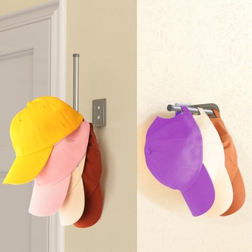 Durmmur Stainless Steel Hat Organizer, Hat Rack for Wall,Each Holds 15 Hats - Image 3