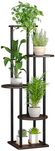 AZERPIAN Plant Stand Indoor Tall Corner Tiered Shelf 5 Tier Metal MDF Board by AZERPIAN