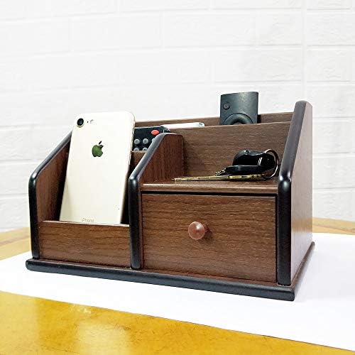 N Desk organizer wood with small drawer Office and Home organization like remote control holder pencil holder HeBen1029 - Image 2