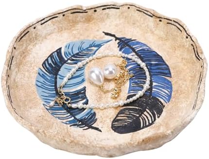 Feather Circle Trinket Dish – Blue Handmade Jewelry Tray with Symbol of Freedom & Protection (Feather Circle) by Unknown