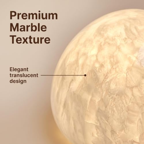 Natural Marble Lamp Cordless Touch Control Night Light 3-Way Dimmable Pat Light LED Ambient Glow Lamp Type-C Rechargeable Portable Stone Bedside Desk Lamp Zen Home Decor (White A) - Image 5