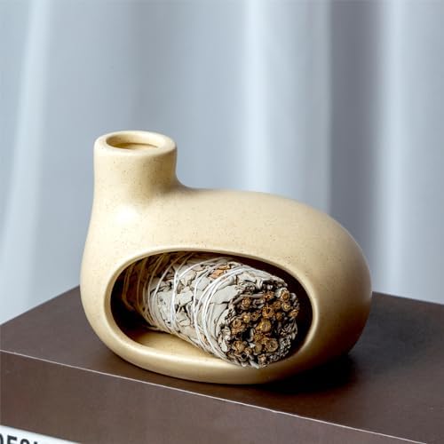 Ceramic Palo Santo Holder, Chiminea Incense Burner for Sage Sticks & Cones - Image 6