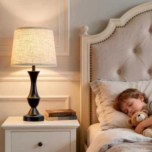 Luvkczc Table Lamp Set of 2, 19" Farmhouse Vintage Bedside Lamps - Image 5
