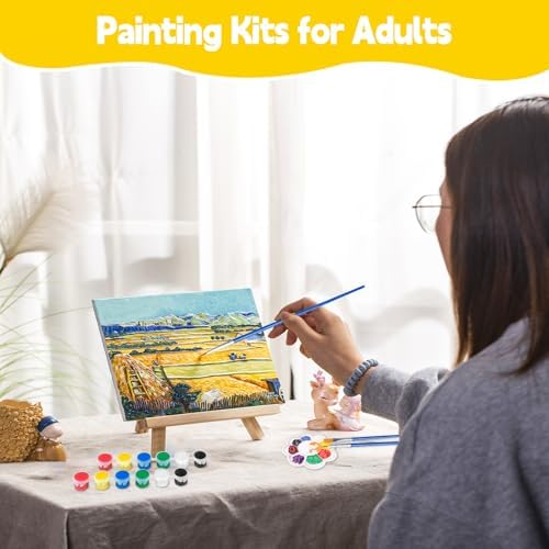 16 Pack 4x6 Inch Acrylic Paint Set - Mini Canvas and Easel Kit for Painting, Tabletop Craft Supplies with Brushes & Palettes, Complete Art Set for Kids & Adults, Classroom, Party Favors & Display - Image 6