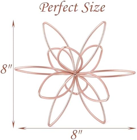 8" Metal Sphere Decor, Metal Floral Tabletop Sculpture, Abstract Tabletop Decorative Spheres for Home Decor (Rose Gold) - Image 4