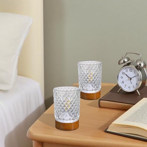 Battery Operated Night Light with Timer, Aesthetic Cordless Battery Powered Decorative Glass Lamp,Small Cozy Nightlight for Dorm,Mini Lamps for Nightstand,Bathroom,Bedroom,Children's Room,Warm - Image 5