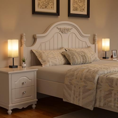 Set of 2 Grey Bedside Table Lamps for Bedroom - Nightstand Lamp, USB C+A - Image 6