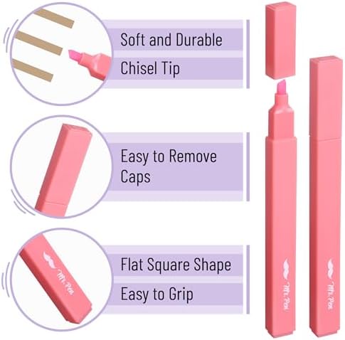 Mr. Pen- Aesthetic Highlighters No Bleed, 8 Pack, Assorted Colors | Chisel Tip, Cute Highlighters Assorted Colors for Journaling, Highlighting, Underlining, Fast Dry, Back to School Supplies - Image 4