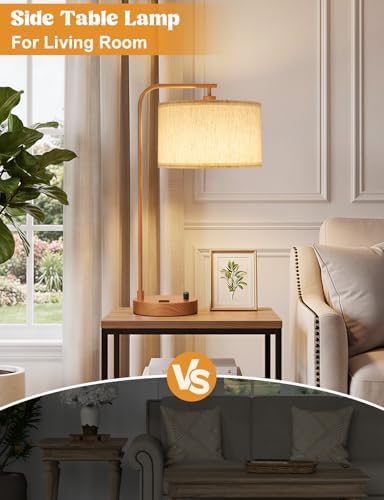 20.7" Tall Table Lamp with USB & Outlet, Fully Dimmable Nightstand Lamp - Image 5