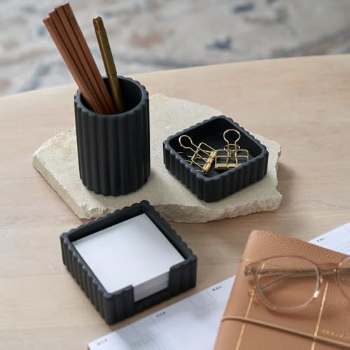 Modern Aesthetic Desk Accessories Set of 3 - Stylish Concrete Organizers - Image 4