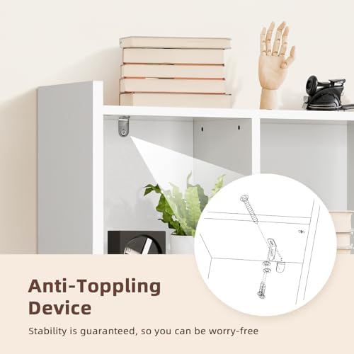 OOOK 35.5" L Dorm Desk Hutch White, Desktop Bookshelf with 5 Shelves - Image 6