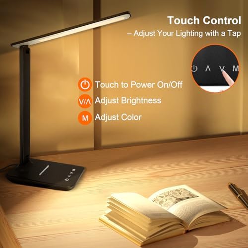 LED Desk Lamp for Office Home, 500LM Bright Touch Control USB Charging Port - Image 5