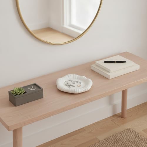 Ceramic Vanity Tray, Glazed Catchall Dish for Jewelry and Keys, Compact Organizer for Nightstand or Entryway (1 PC) - Image 2