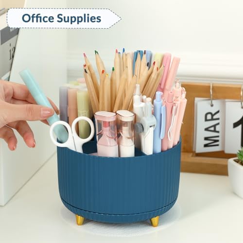 SKYDUE 360 Degree Rotating Desk Organizer, Dual-Purpose Pencil Pen Holder, Rotating Desk Pen Organizer with 5 Slots, Pencil Cup for Office, School, Home - Image 2