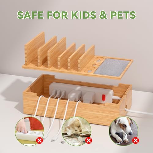 Pezin & Hulin Cell Phone Charging Station for Multi Devices-Natural Bamboo - Image 5
