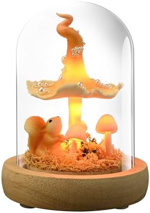 QUELIEN Mushroom Lamp in Glass Dome,Mushroom Gifts for Women - Warm LED Night Light for Bedroom Decor,Birthday Party Decorations,Ideal Birthday Gift Valentines Gift by QUELIEN