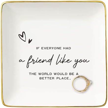 Friendship Gift for Best Friend,Bestie,Sister,Birthday,Christmas Gift Thank you Present,Colleague New Job,Leaving,Promotion Present-Ceramic Jewelry Tray Trinket Holder Ring Dish by NZY