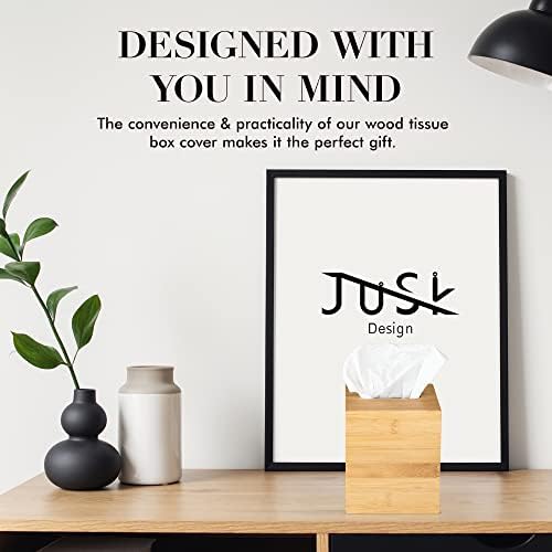 JUSK Design Tissue Box Holder - Modern, Minimalist, Durable Wooden Box with Sliding Bottom, Easy-Refill - Premium-Quality Bamboo Cover, Square, Pack of 2 - Image 6
