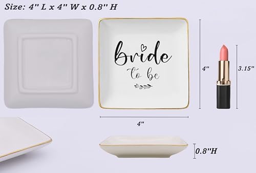 NZY Bride Gift-Engagement Wedding Gift-Newly Engaged-Bride to Be-Bridal Shower-Hen Night,Bachelorette Party Present-Ceramic Jewelry Tray Trinket Holder Ring Dish - Image 5
