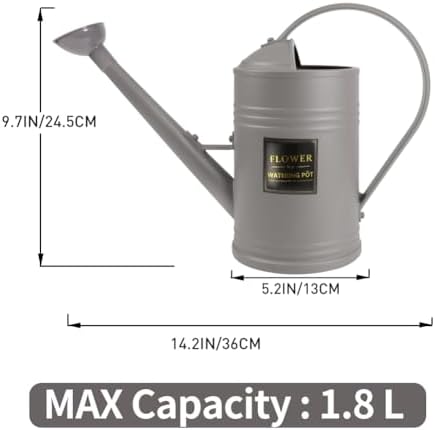 0.5 Gallon Small Watering Can for Outdoor Indoor Plants for House Plants, 12 oz Glass Plant Mister Spray Bottle for Bonsai Garden Flowers (Grey) - Image 4