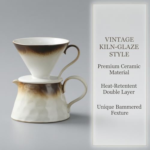 Ceramic Pour Over Coffee Maker Set 15oz/450ml Coffee Dripper with 40pcs Cone Paper Filters, Reusable Pour Over Coffee Cone for Home, Cafe, Restaurant, Camping - Image 3