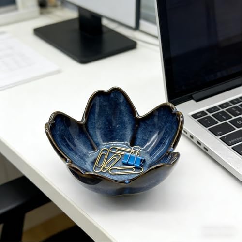 Ring Dish, Ceramic Jewelry Tray, Trinket Holder for Bathroom Nightstand, Small Decorative Bowl (Blue) - Image 6