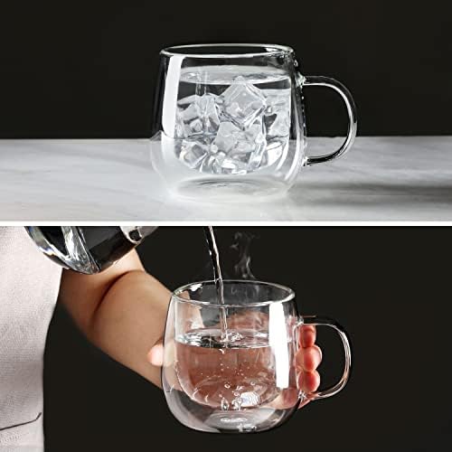 CNGLASS 10oz Double Walled Glass Coffee Mugs(2-pack),Clear Coffee Cups with Handle,Glass Espresso Mugs for Latte,Cappuccino,Tea - Image 4