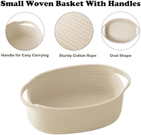 Cream Woven Rope Basket,Baby Gift Basket with Bag & Ribbon - Image 3