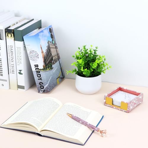 Buqoo Pink Crystal Rhinestone Sticky Note Holder - Image 6