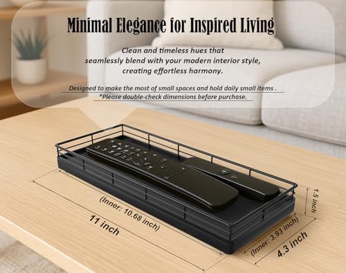 Bathroom Tray for Counter, Oak Wood 11" L Small Vanity Tray for Dresser Tops Perfume Jewelry Makeup Candle Soap Sponge Holder for Kitchen Countertop Organizer Coffee Table Decor Bar Black - Image 2