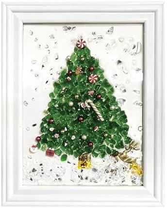 CIYOJA Sea Glass Christmas Tree Craft Kit for Adults: Resin & Mosaic Art Kit with Frame Sea Crushed Glass, Holiday Resin Kit for Handmade Christmas Decorations & Gifts, Beginner-Friendly Home Décor by CIYOJA