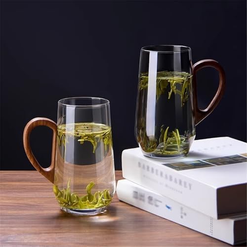 Glass Mug with Wooden Handle, Clear Borosilicate Glass Cup for Tea, Latte, Espresso Coffee and Juice, 17.6oz/500ml(Gris) - Image 6
