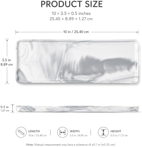10″ x 3.5″ Ceramic Bathroom Vanity Tray, Rectangular Decorative Countertop Tray for Bathroom Kitchen, Ceramic Organizer Tray for Perfume, Candle, Jewelry, Cosmetics, Soap Dispenser, Marble Grey - Image 3
