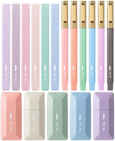 Mr. Pen- Aesthetic Highlighters and Ballpoint Pens No Bleed, 17 Pack by MrPen
