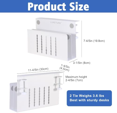 LUKETURE Desk Side Storage, 2 Tier Under Desk Laptop Mount with Pen Slot - Image 2