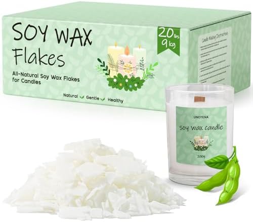 UNOTENA Soy Wax Flakes, Natural Candle Wax, Organic Soy Wax for Candle Making from Farm, No Additives, Harmless and Pure [ 20LBS ] by UNOTENACANDLEWAX