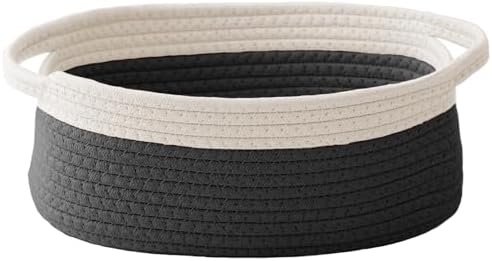 JMvicyroam Small Woven Basket, Empty Gift Basket, White&Black/1 Pack by JMvicyroam