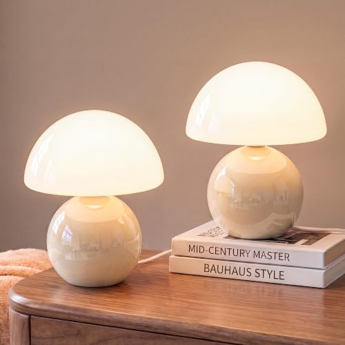 Dawnwake Mushroom Lamp Table Lamps Set of 2 for Bedroom Living Room,Cream by Dawnwake