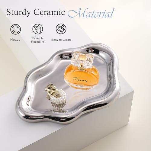 CCINPPY Ceramic Cloud Jewelry Tray Trinket Dish Key Bowl Nightstand Decor - Image 5