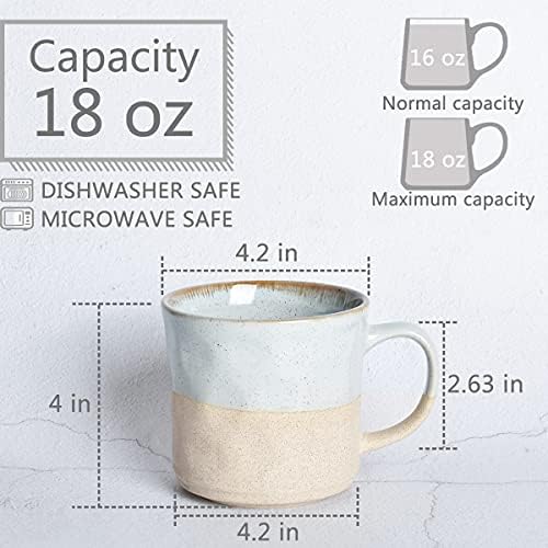 Bosmarlin Large Ceramic Coffee Mug, Blue Big Tea Cup for Office and Home, 18 Oz, Dishwasher and Microwave Safe, 1 PCS (Light blue, 1) - Image 2