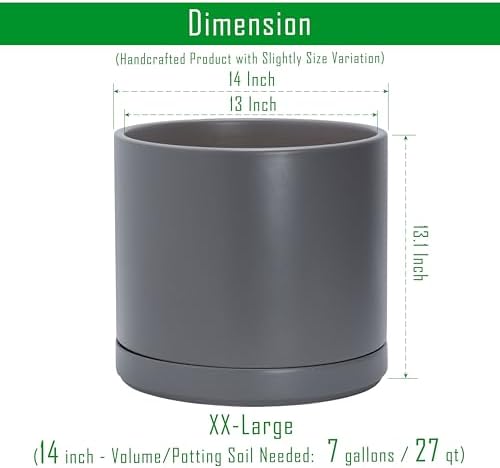 D'vine Dev 14 Inch Ceramic Planter Pot, Grey, 94-O-G-3 - Image 3