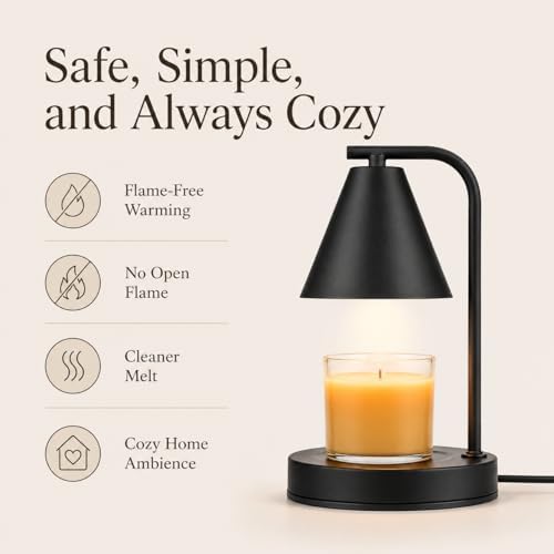 Candle Warmer Lamp, Electric Candle Lamp Warmer Gifts for Mom Women House Warming Gifts New Home Bedroom Decor Dimmable Wax Melt Warmer for Scented Wax with 2 Bulbs, Jar Candles (Black) - Image 2