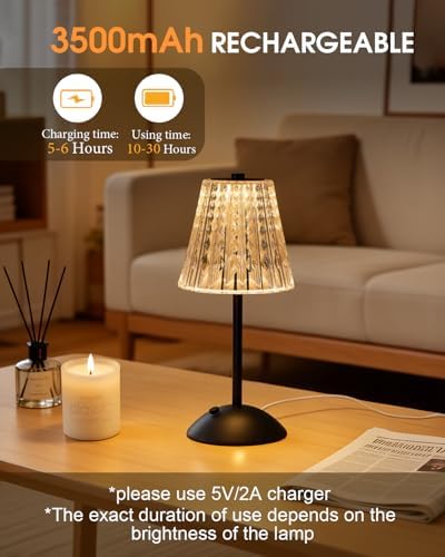 Nusogon 2 Pack Cordless Touch Table Lamp, Rechargeable Small Dask Lamp - Image 4