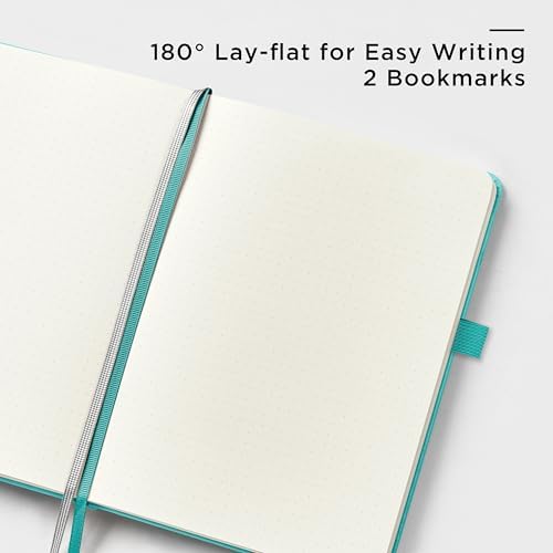 &And Per Se Dotted Journal Notebook, A5 Hardcover Leather Dotted Journal, 160 Pages 100gsm Thick Dot Grid Paper, 3 Sheets of Stickers Included - 5.7'' x 8'' (Turquoise) - Image 3