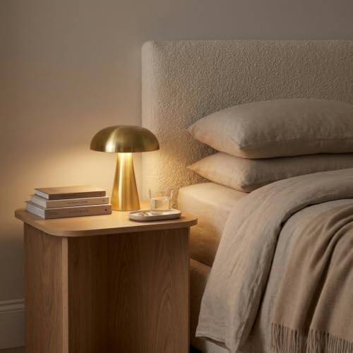 Lucerne Cordless Small 8.2 Inch Designer Table Lamp, Rechargeable Bedside Lamp, Touch Control 3 Brightness Levels, Warm White, Portable Mushroom Lamp for Dining and Shelf, Gold - Image 7