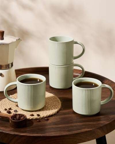 famiware Coffee Mug Set of 6, Star 12 oz Ceramic Mugs Cups Set with Handle - Image 3