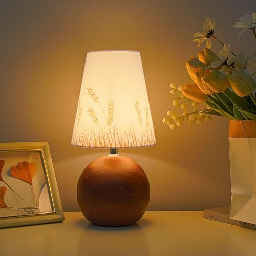 Vintage Wooden Base Fabric Night Lamp, Adjustable Light Color and Brightness with Power-Off Memory, Safe USB Powered, Retro LED Table Light for Bedroom Living Room Office (Wheat) - Image 5