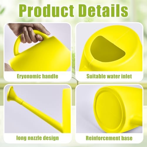 ZXJ Grip Plant Watering Cans for Indoor and Outdoor Home Garden Plants - with Long Spout - Yellow- 1/2 Gallon - Image 3